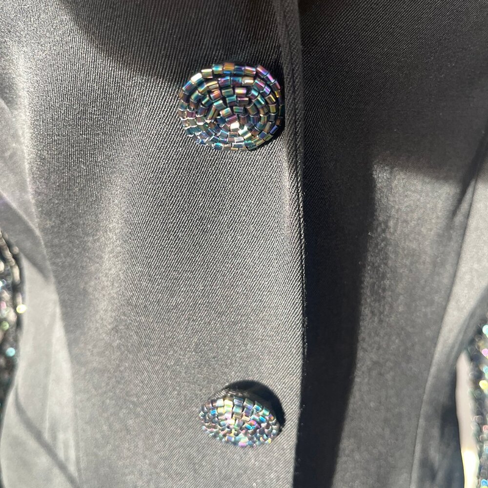 NWOT, Vintage Lulu Bravo Blazer, Iridescent Beaded Sleeves, Sz 12, So Unique! - Picture 11 of 14